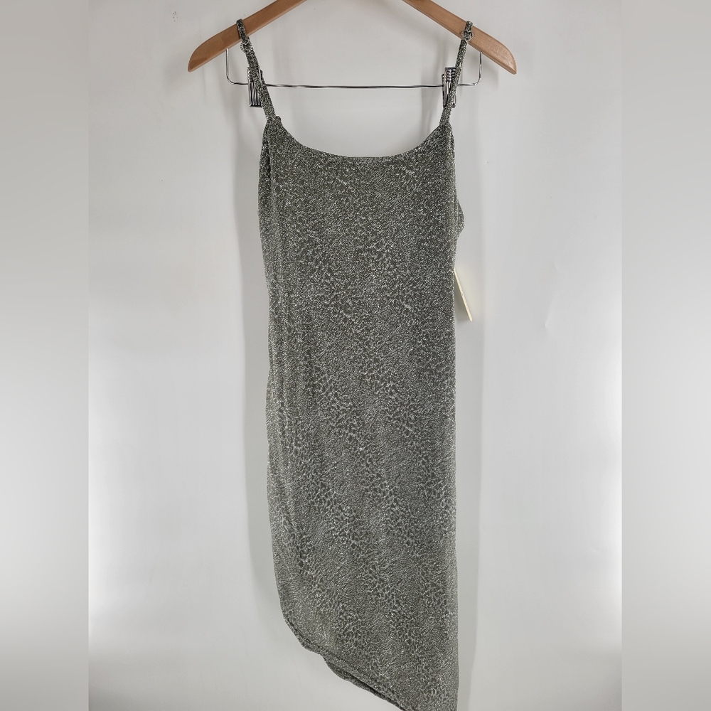 Derek Heart Asymmetrical Textured Dress in Gray | Size L